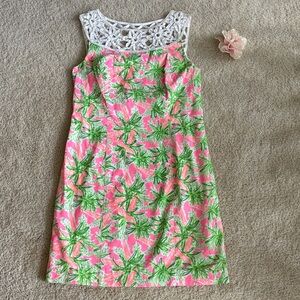 Lilly Pulitzer Pink and Green lace carrot vintage Shift Dress, 2
